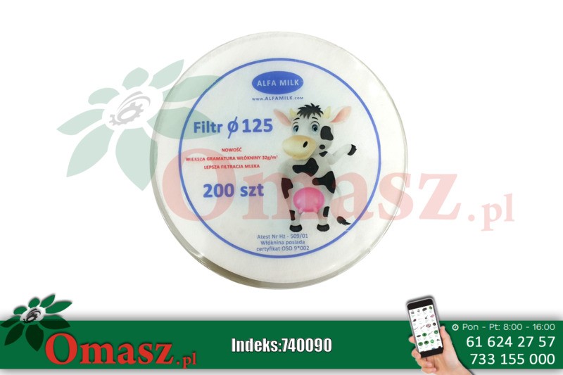 Filtry krążkowe Alfa Milk fi 125 200szt.