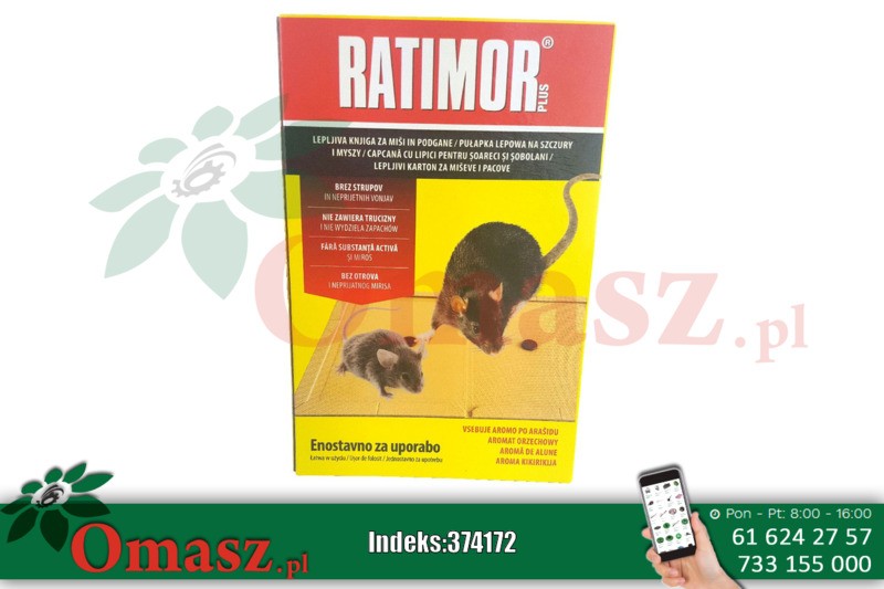 Ratimor - Pułapka klejowa na myszy i szczury z wabikiem, 265 x 195 mm