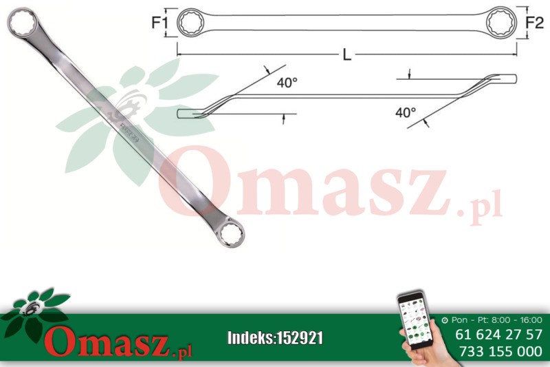 Klucz oczkowy dwustronny gięty 21*23mm Sata S42208