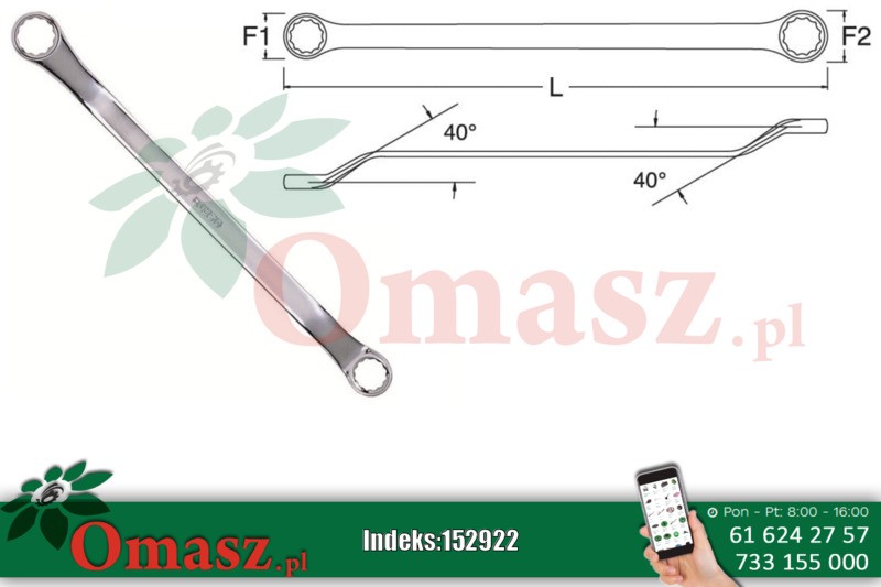 Klucz oczkowy dwustronny gięty 23*26mm Sata S42210