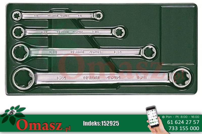 Zestaw 4 kluczy oczkowych e-torx dwustronnych SATA S09012