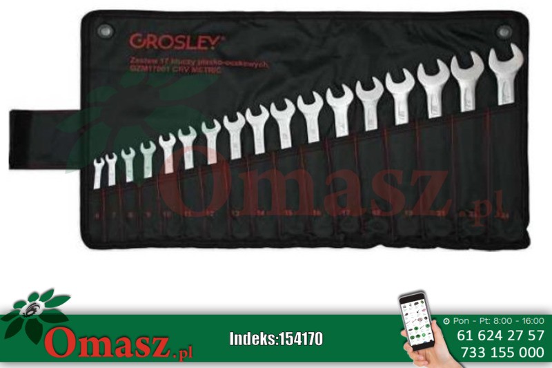 Zestaw 17 kluczy płasko oczkowych Grosley GZM17001