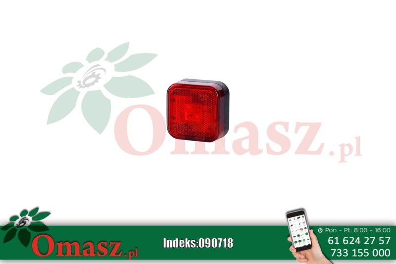 Lampa obrysowa diodowa czerwona LD098 kwadratowa