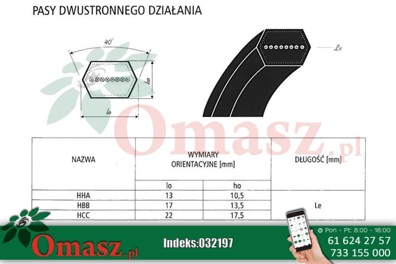 Pasek klinowy dwustronnego działania AA 2287