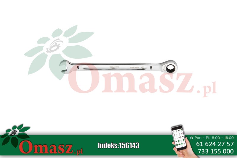 Klucz płasko-oczkowy metryczny z grzechotką 8mm Milwaukee 4932471501