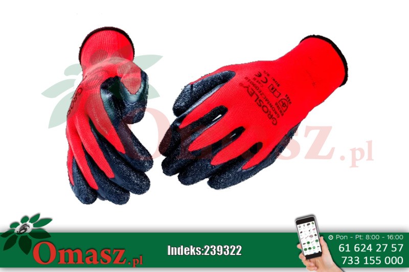 Rękawice poliestrowe pokryte lateksem czerwone 10/XL GRONMCZE10010