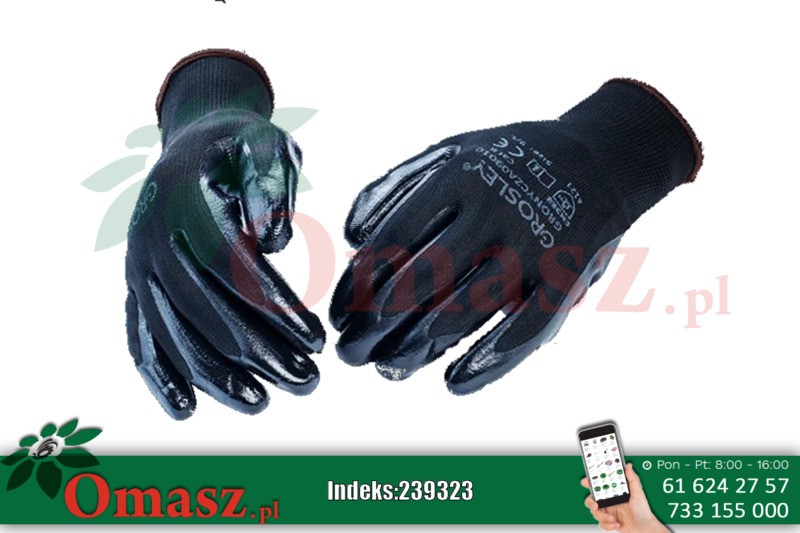 Rękawice poliestrowe pokryte nitrylem czarne 9/L GRONYCZA09010
