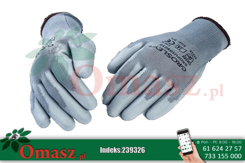 Rękawice poliestrowe pokryte poliuretanem szare 10/XL GROPUS10010
