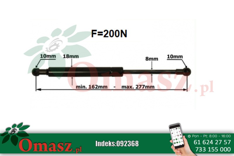 Amortyzator sprężyna gazowa L-277mm F-200N