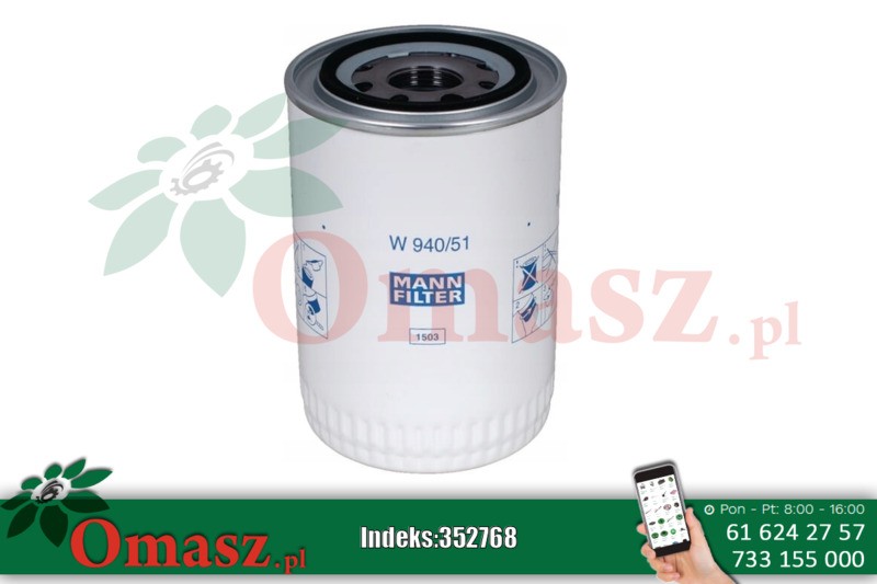 Filtr oleju automatyczna skrzynia biegów MANN-FILTER W940/51