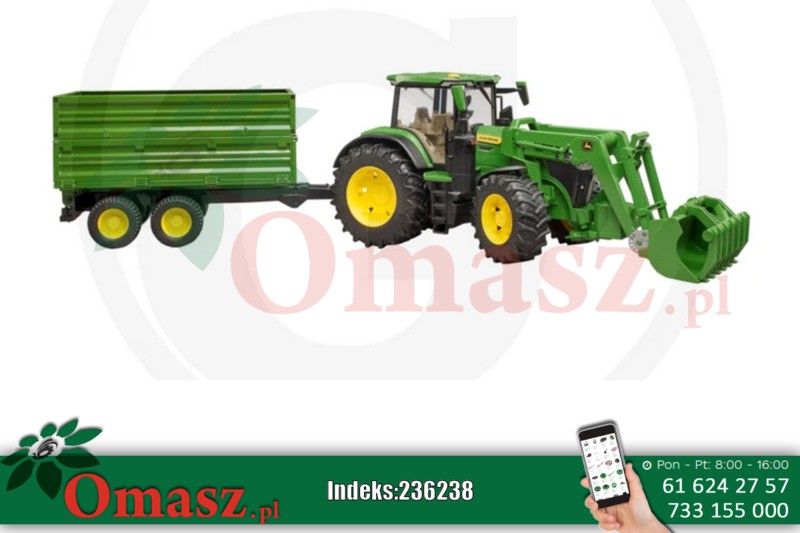 Traktor John Deere 7R 350 z przyczepą