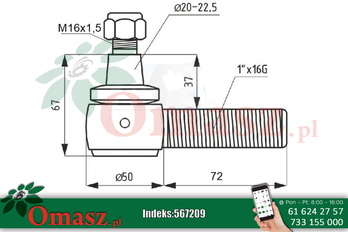 Przegub kulowy gałka targańca John Deere AH21345