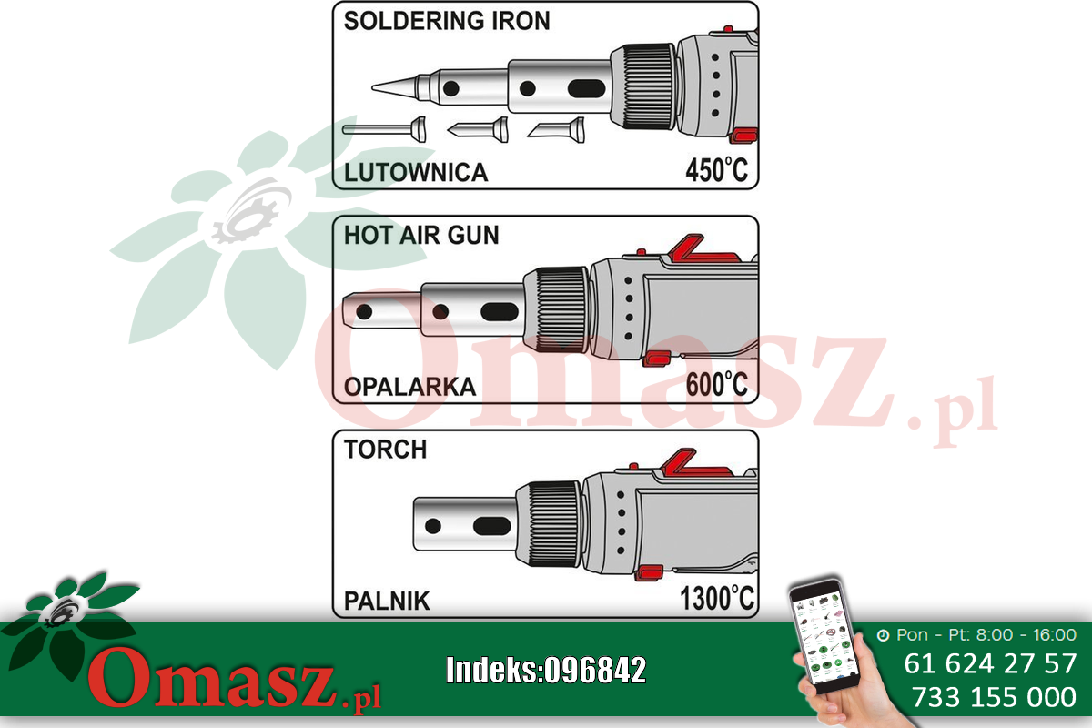 Lutownica, palnik, opalarka gazowa 3w1 z akcesoriami Yato YT-36706
