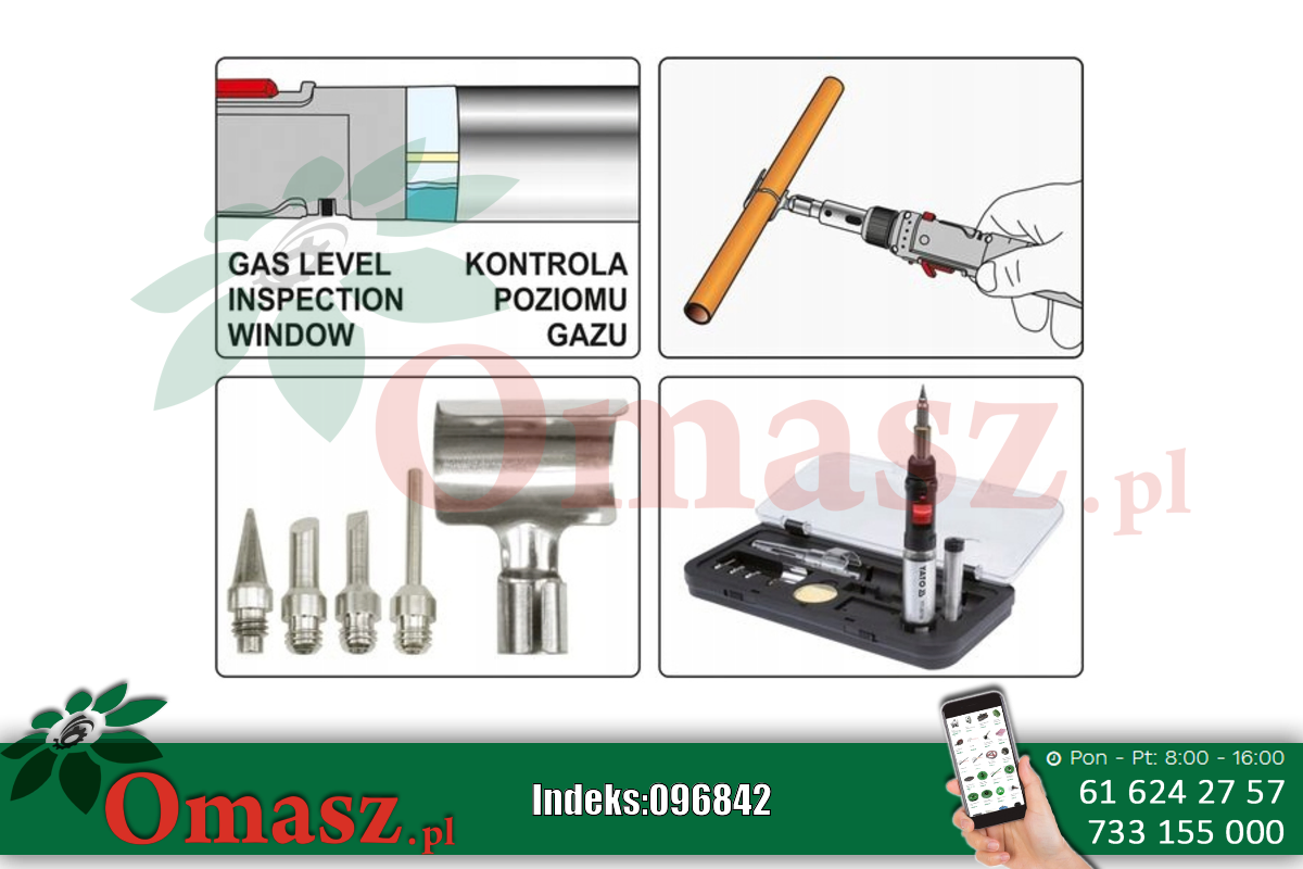 Lutownica, palnik, opalarka gazowa 3w1 z akcesoriami Yato YT-36706