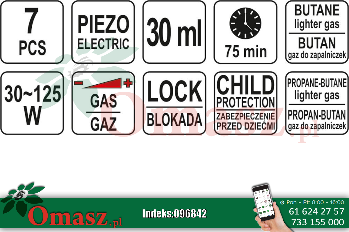 Lutownica, palnik, opalarka gazowa 3w1 z akcesoriami Yato YT-36706