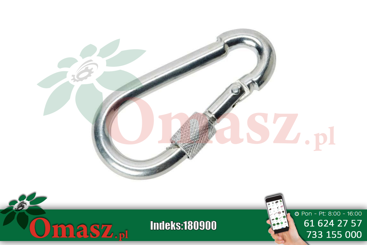 Karabińczyk skręcany z nakrętką zabezpieczającą 6mm