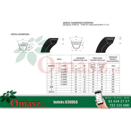 Pasek klinowy A 1550 Sanok