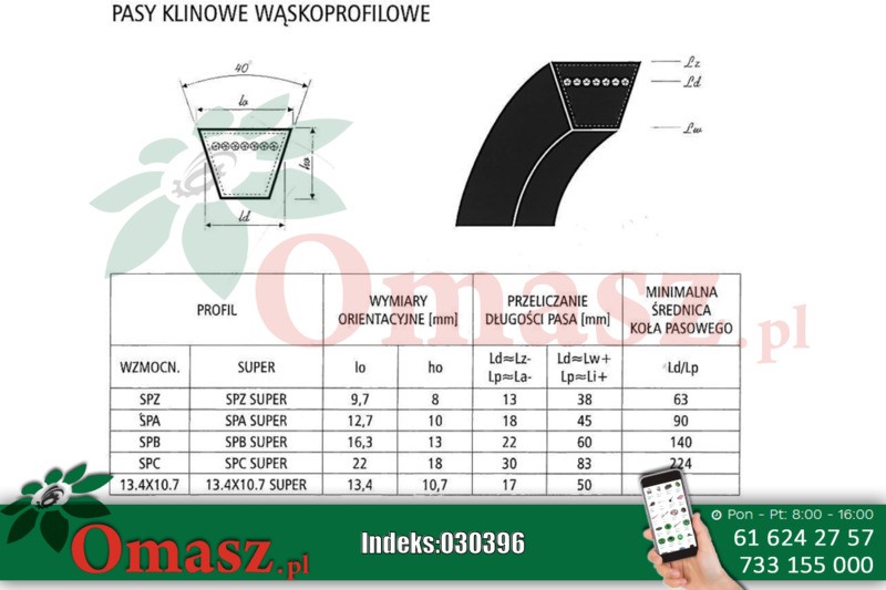 Pasek klinowy SPA 1362 Sanok MF-4