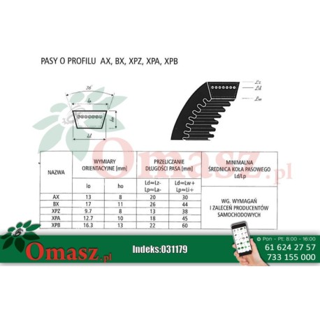 Pasek klinowy XPB 1750 Bando zębaty