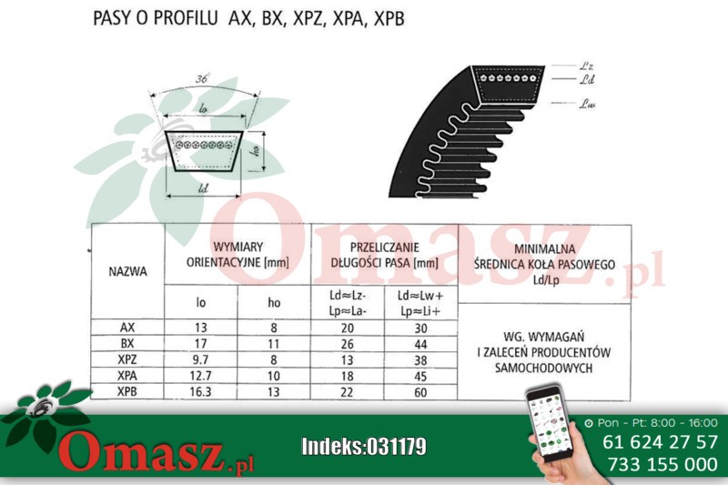Pasek klinowy XPB 1750 Bando zębaty