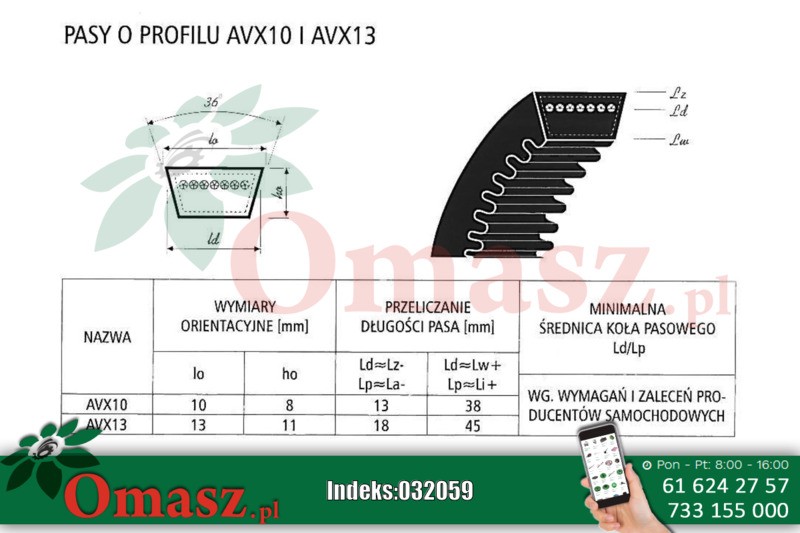 Pasek klinowy A 1060 zębaty AVX13
