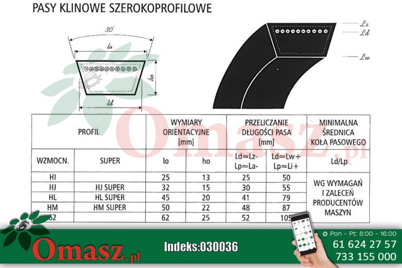 Pasek klinowy L 3200 Pix