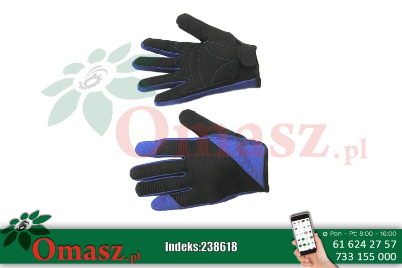 Rękawice ze skóry syntetycznej czarno-niebieskie z mankietem rozm. 9