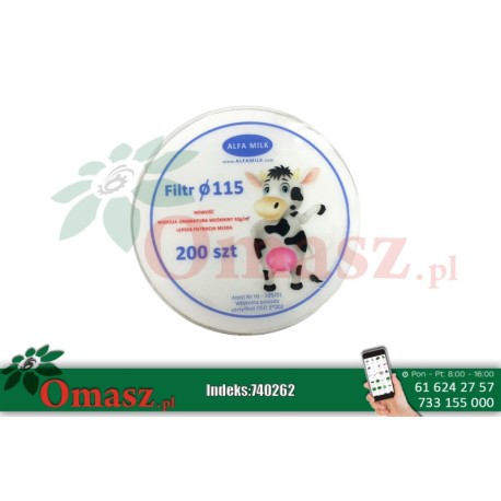 Filtry krążkowe Alfa Milk fi 115 200szt.