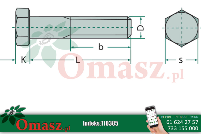 Śruba calowa 7/16&#039;UNF063 M11,11*63 drobnozwojna
