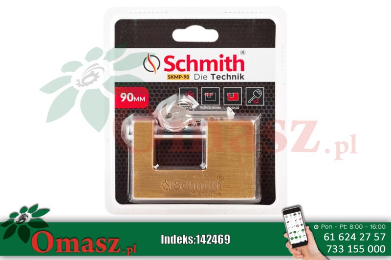 Kłódka 90mm mosiężna Schmith SKMP-90
