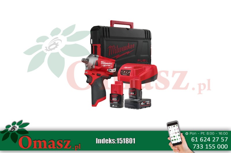 Milwaukee Klucz udarowy 1/2 M12FIWF12-422X, 2 akumulatory 12V (2 i 4Ah), ładowarka i etui w zestawie