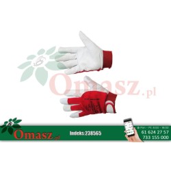 Rękawice z koziej skóry biało-czerwone z rzepem rozm. 11