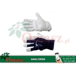 Rękawice z koziej skóry biało-granatowe z mankietem rozm. 10