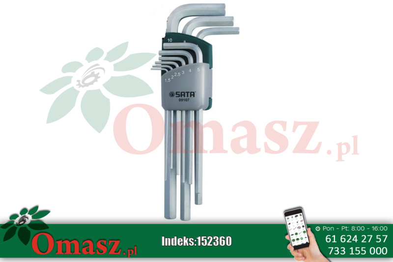 Zestaw 9 kluczy trzpieniowych - imbusowych długich Sata S09107A
