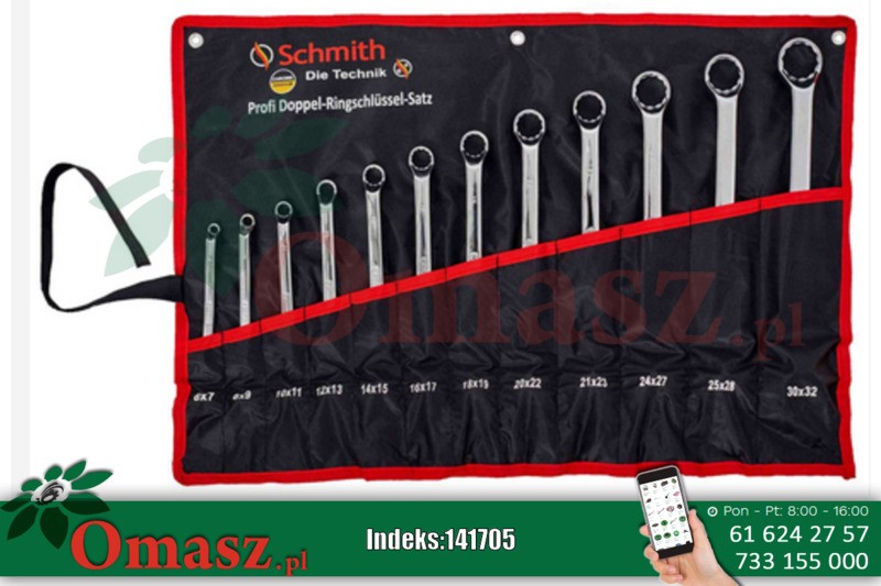 Komplet kluczy oczkowych odgiętych 12 szt Schmith SQKOO-01