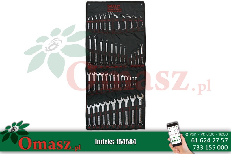 Zestaw 47 kluczy mieszanych w saszetce – polerowanych Grosley GZP47005