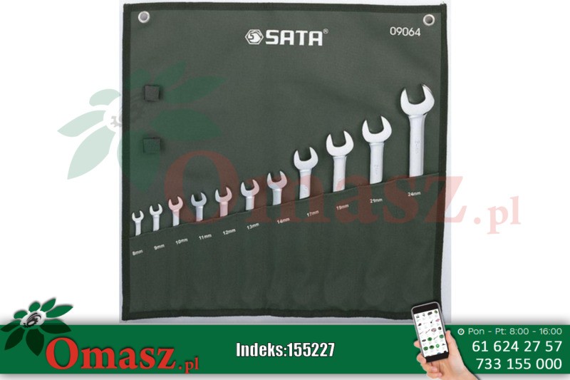 Sata zestaw 11 kluczy płasko-oczkowych w saszetce s09064