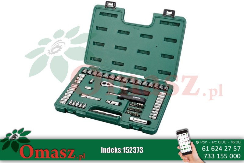 Zestaw 65 częściowy kluczy nasadowych i bitów 1/4' i 3/8' Sata S09011