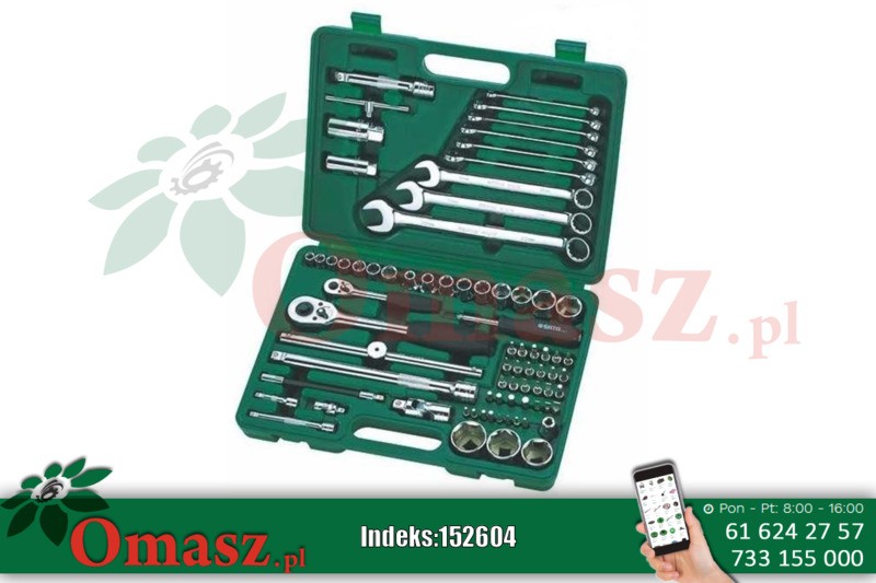Zestaw 76 szt. kluczy nasadowych i płasko-oczkowych marki SATA 1/4'' i 1/2'' S09519