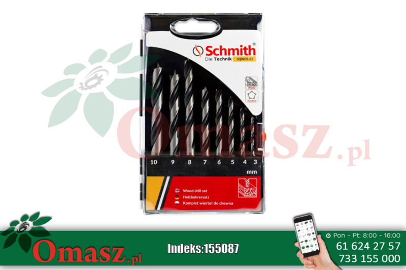 SCHMITH Komplet Wierteł Do Drewna 3-10mm 8szt. SQWDS-01