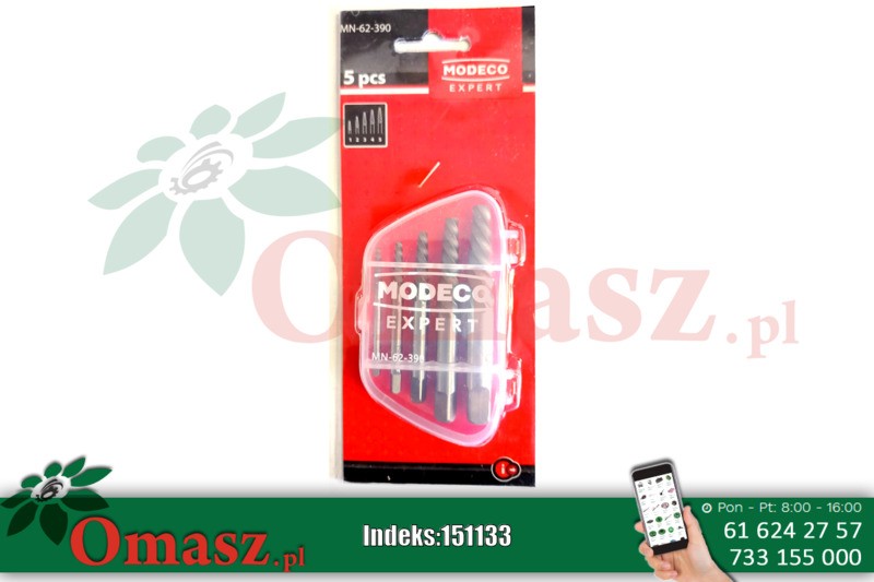 Wykrętaki zerwanych śrub 5szt.Modeco N-62-390M