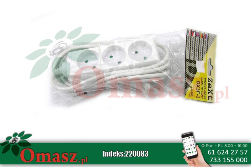 Przedłużacz 3g 2ż 3m bez uziemienia 10A/230V