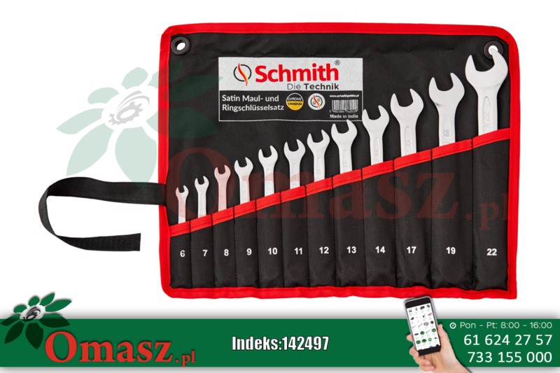 Komplet kluczy płasko-oczkowych 12 sztuk Schmith SQKPO-01S