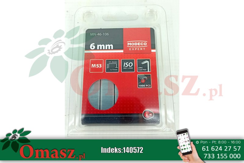 Zszywki 6mm 1000szt Modeco