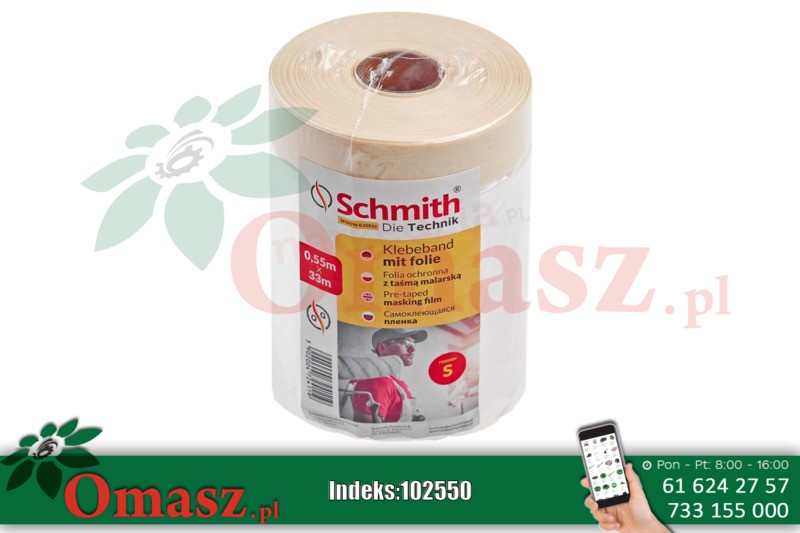 Folia ochronna z taśmą malarską 1,1m*33m Schmith SFOZTM-1,1*33