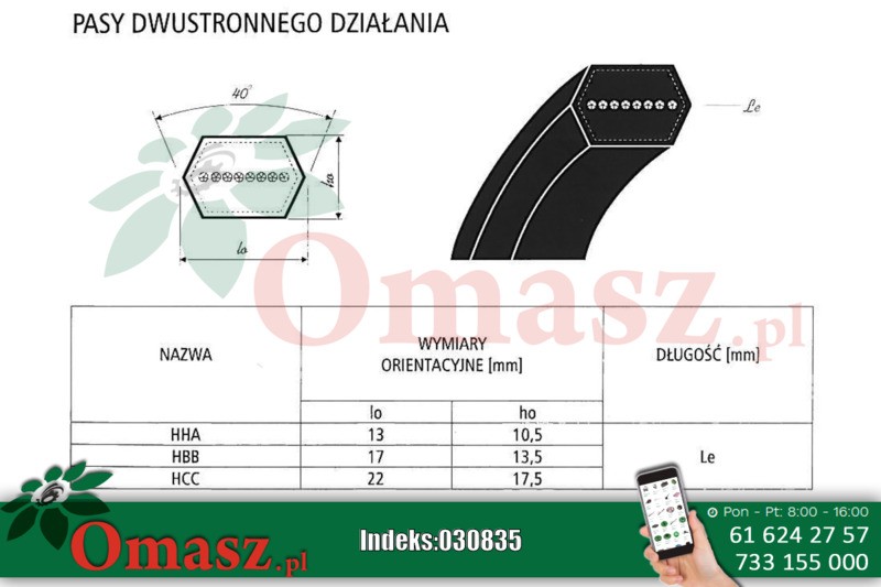 Pasek klinowy dwustronnego działania CC 3870 Roulunds