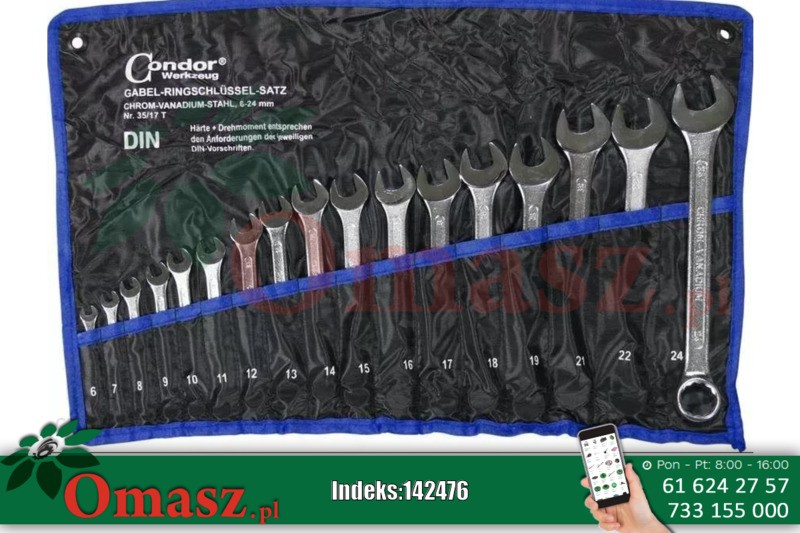 Komplet kluczy płasko-oczkowych 6-24mm Condor