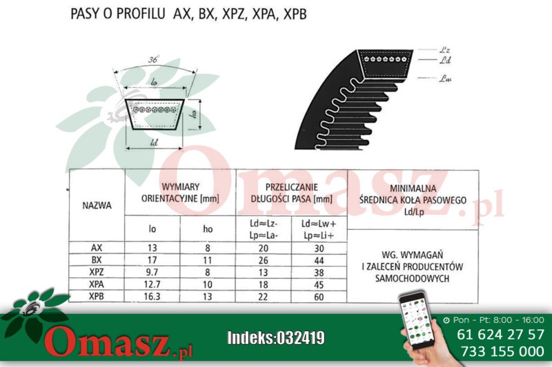 Pasek klinowy zębaty B 1180 BX