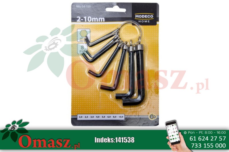 Komplet kluczy imbusowych 8 sztuk Modeco MN-54-100