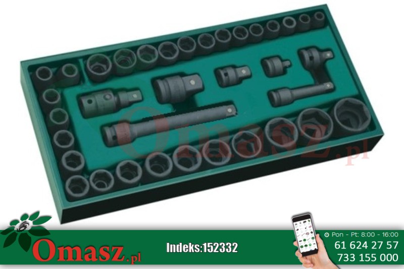 Klucze nasadowe udarowe 3/8' i 1/2' SATA zestaw 36 szt. wkładka do wózka 09914